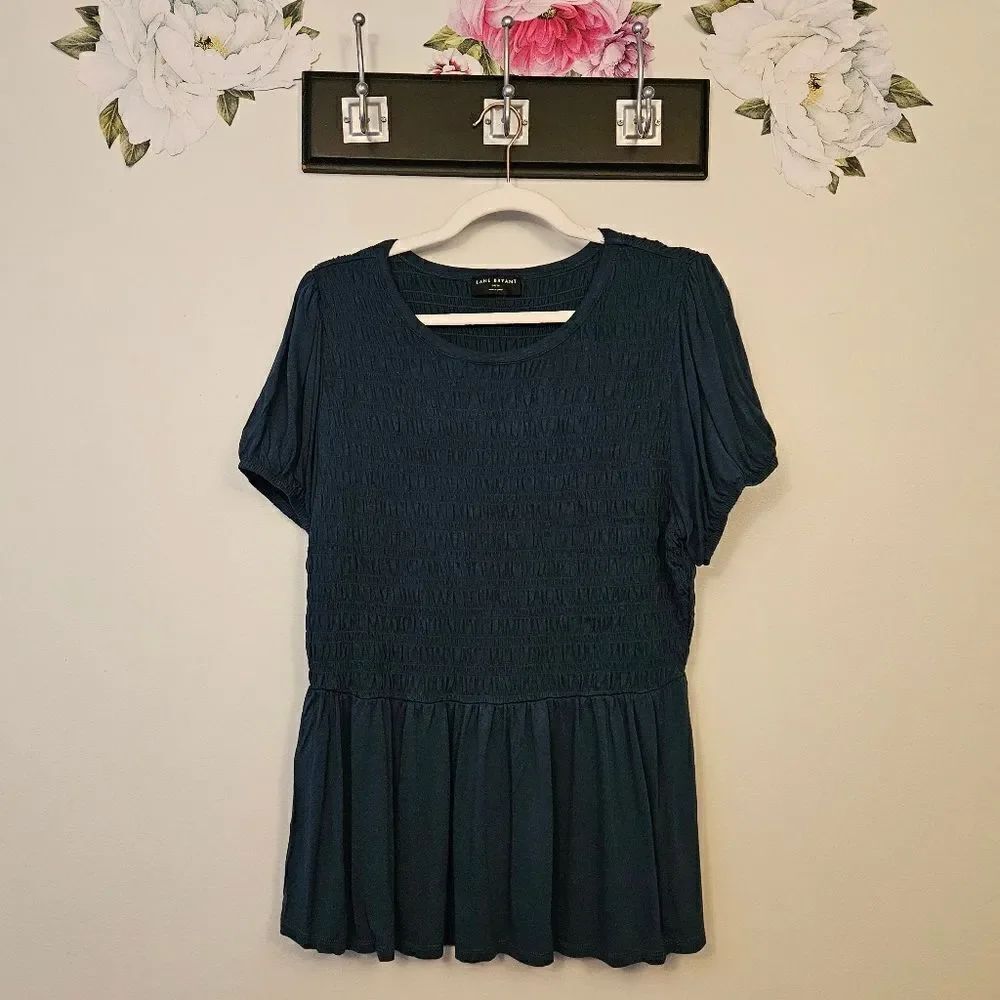 Lane Bryant Smocked Peplum Blouse